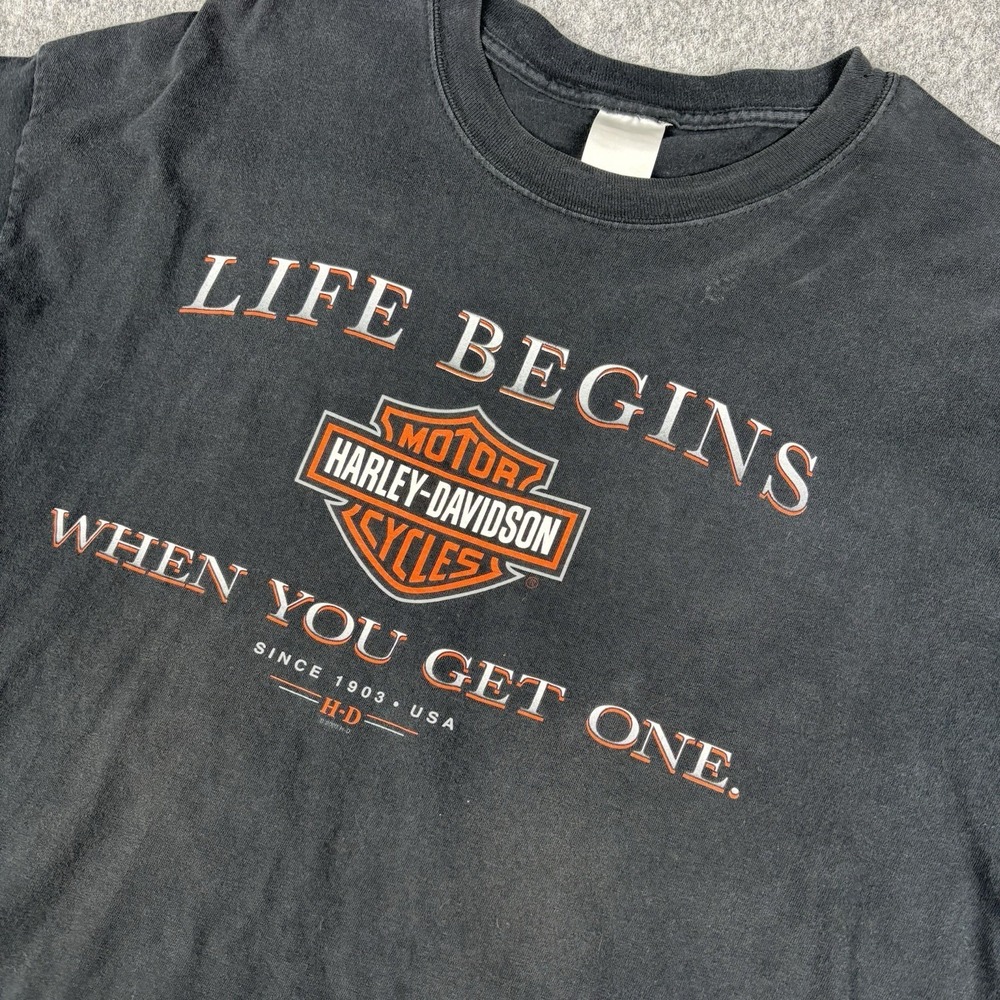 Vintage Harley Davidson T Shirt XL Made In USA Longview Texas Biker Graphic Tee